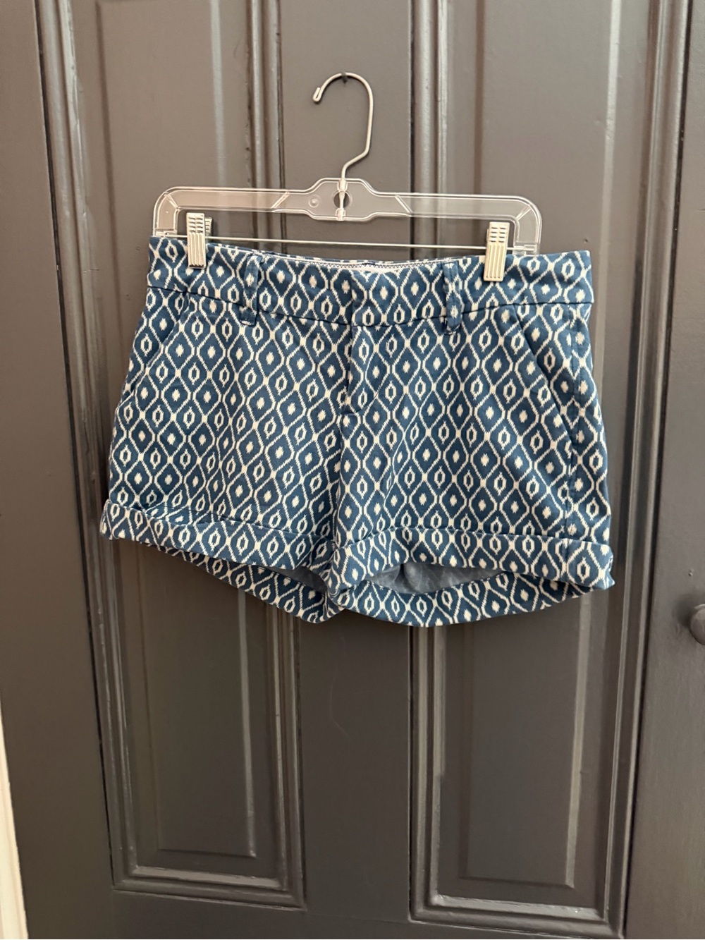 Dear John Midrise Blue Geometric Print Women's Shorts, Size 29